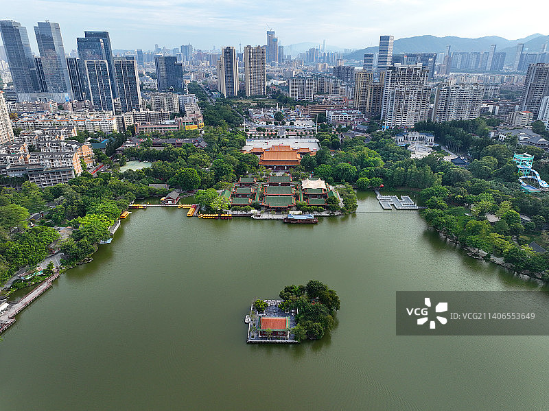 广东省珠海市香洲区圆明新园航拍图片素材