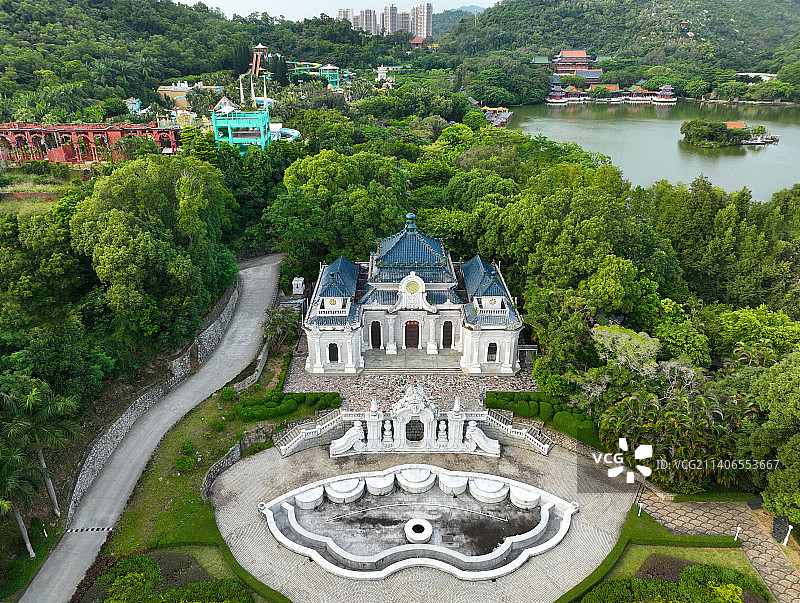 广东省珠海市香洲区圆明新园航拍图片素材