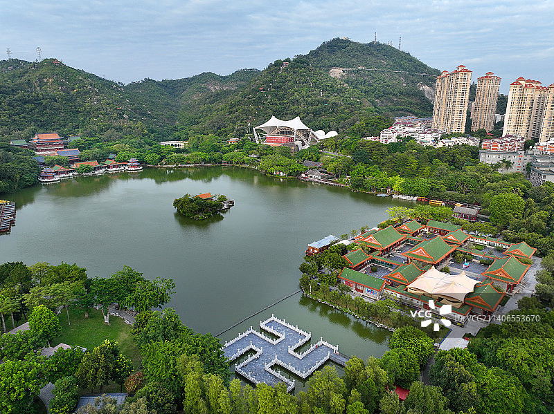 广东省珠海市香洲区圆明新园航拍图片素材