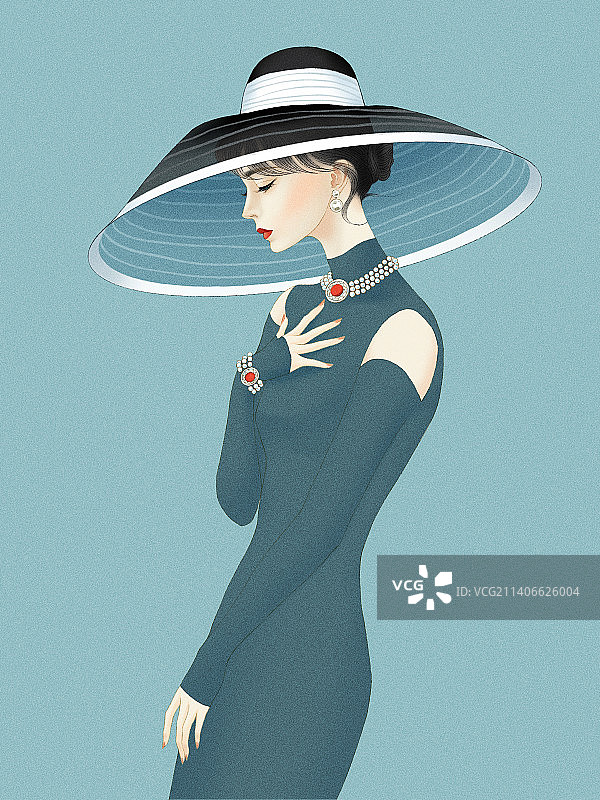 戴帽子的成熟性感美女图片素材