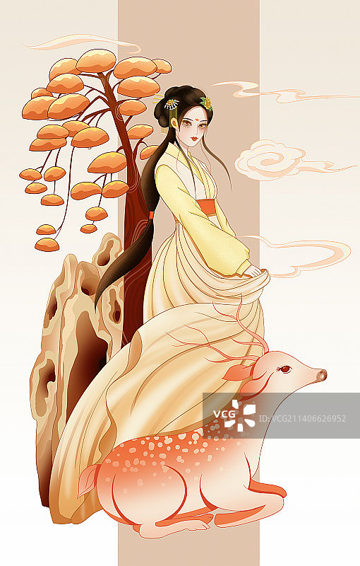 国风四季拟人插画图片素材