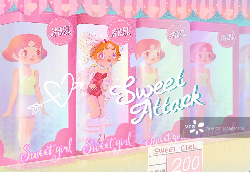 娃娃货架插画图片素材