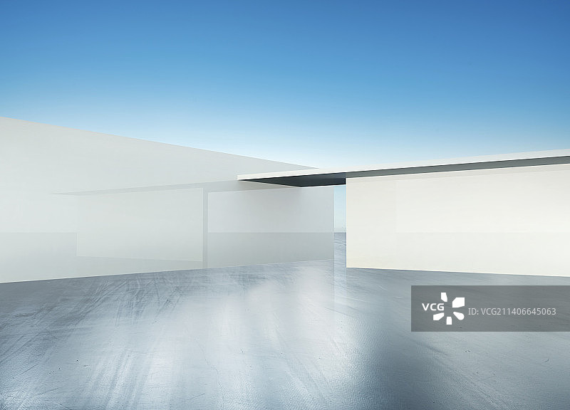 蓝天下的室内结构平台图片素材