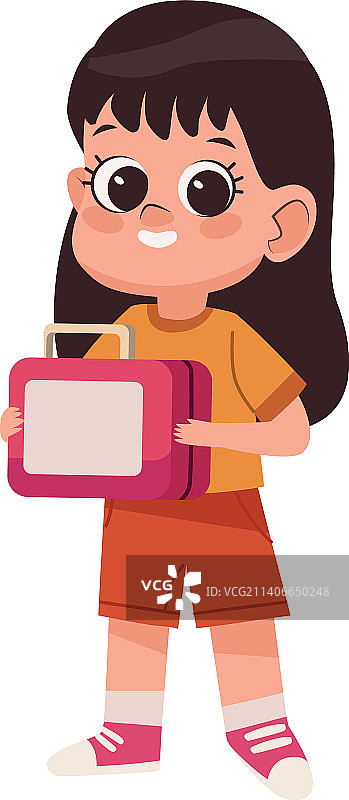 带午餐盒的女学生图片素材