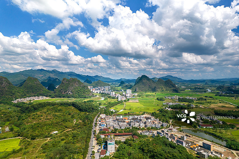 清远英德峰林航拍全景图片素材
