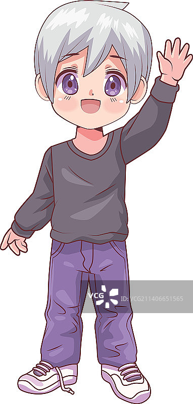 动漫男孩（灰色头发）图片素材