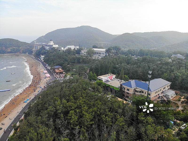 航拍辽宁大连棒棰岛宾馆风景区 小岛屿 海滨旅游度假区图片素材