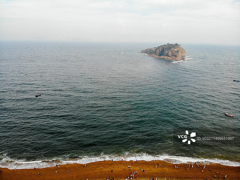 航拍辽宁大连棒棰岛宾馆风景区 小岛屿 海滨旅游度假区图片素材