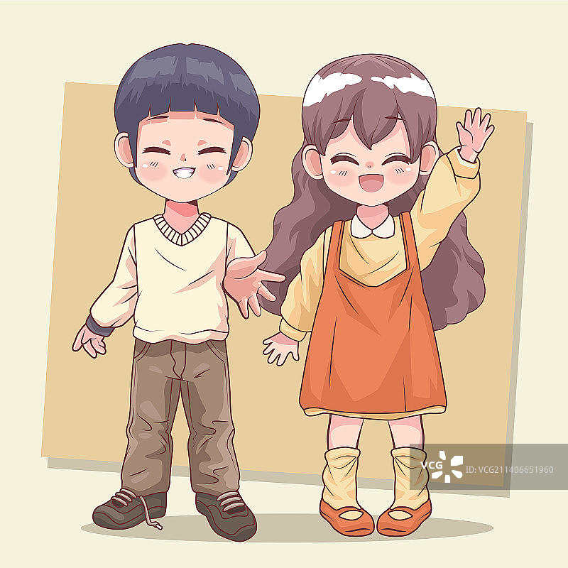 动漫儿童情侣图片素材