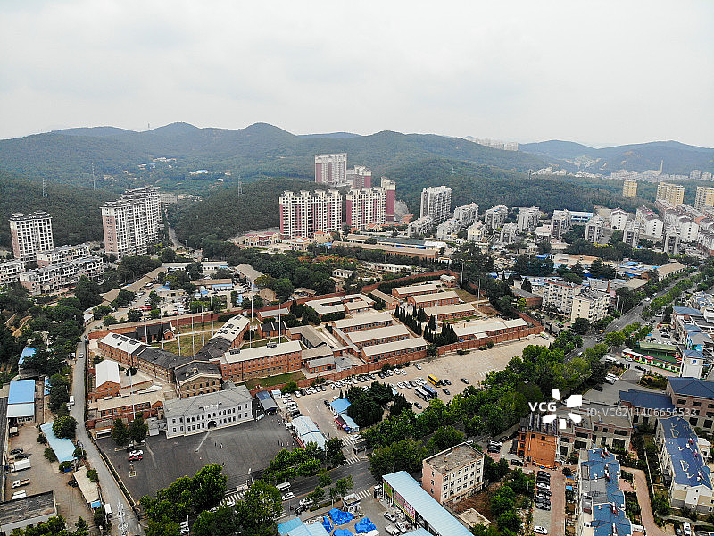 航拍辽宁省大连市旅顺口区旅顺日俄监狱旧址博物馆 历史文物原址展览图片素材