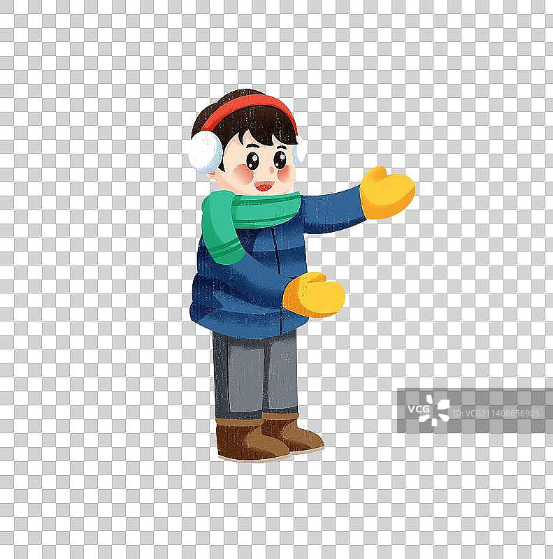 冬天户外堆雪人人物插画图片素材