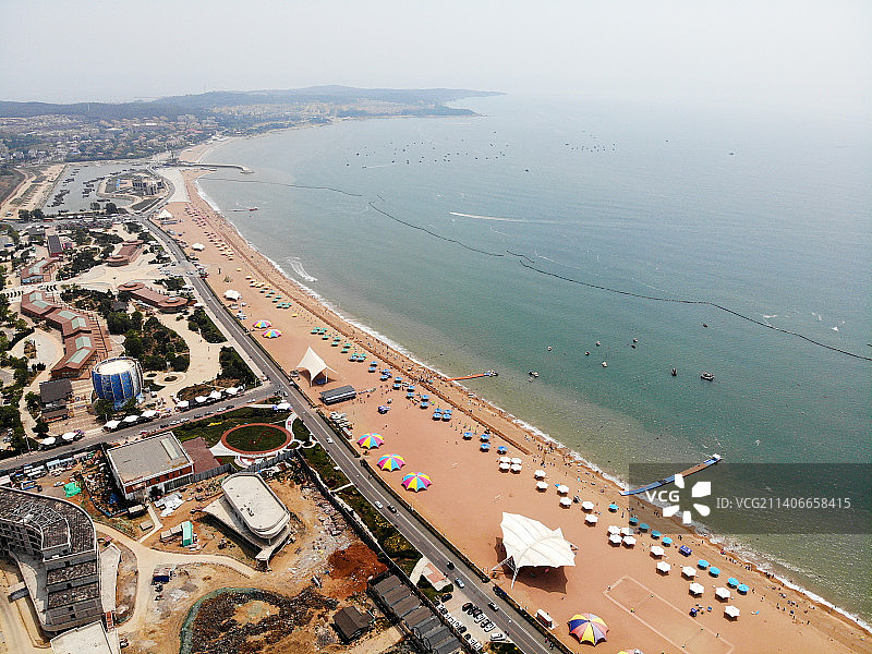 航拍辽宁大连金石滩黄金海岸 金石滩国家旅游度假区黄金海岸东部浴场 海滩沙滩图片素材