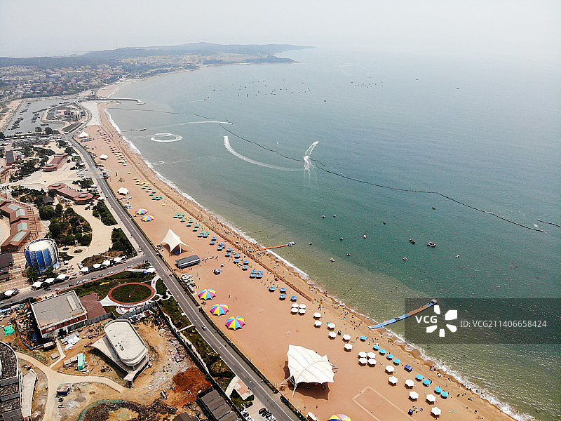 航拍辽宁大连金石滩黄金海岸 金石滩国家旅游度假区黄金海岸东部浴场 海滩沙滩图片素材