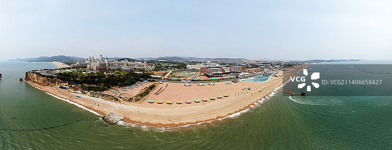 航拍辽宁大连金石滩黄金海岸 金石滩国家旅游度假区黄金海岸东部浴场 海滩沙滩图片素材