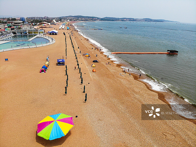 航拍辽宁大连金石滩黄金海岸 金石滩国家旅游度假区黄金海岸东部浴场 海滩沙滩图片素材