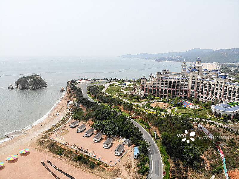 航拍辽宁大连金石滩黄金海岸 金石滩国家旅游度假区黄金海岸东部浴场 海滩沙滩图片素材