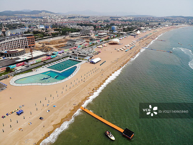 航拍辽宁大连金石滩黄金海岸 金石滩国家旅游度假区黄金海岸东部浴场 海滩沙滩图片素材
