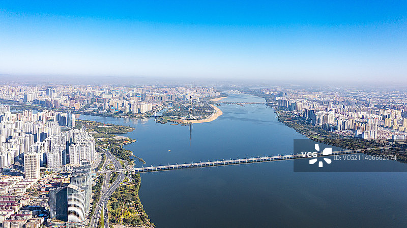 航拍山东省临沂市三河口风景图片素材