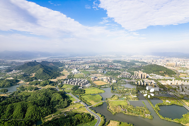 杭州滨江城市建筑风光航拍全景图片素材