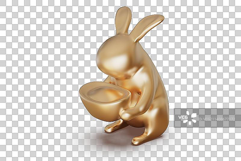 兔子元宝节日三维插画图片素材