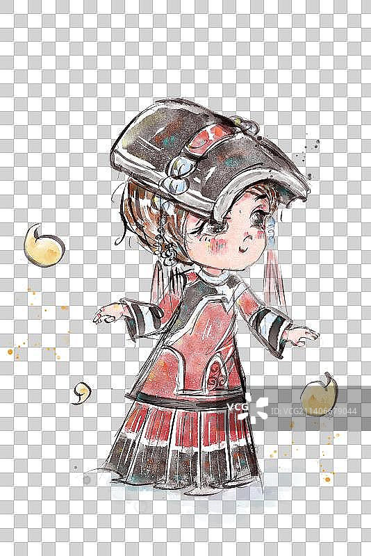 水彩彝族少女图片素材