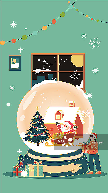 圣诞水晶球插画图片素材