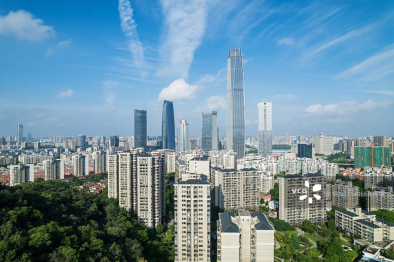 航拍东莞CBD城市天际线图片素材