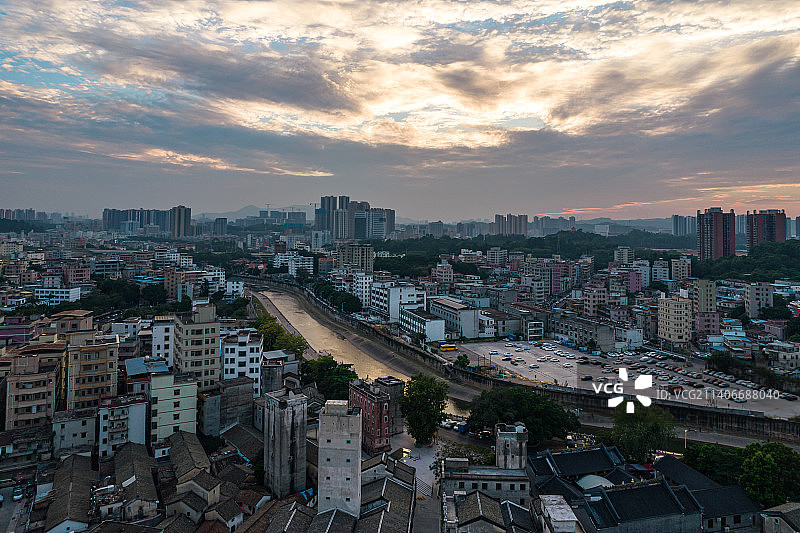 深圳观澜古圩航拍城市风光城镇居民区图片素材