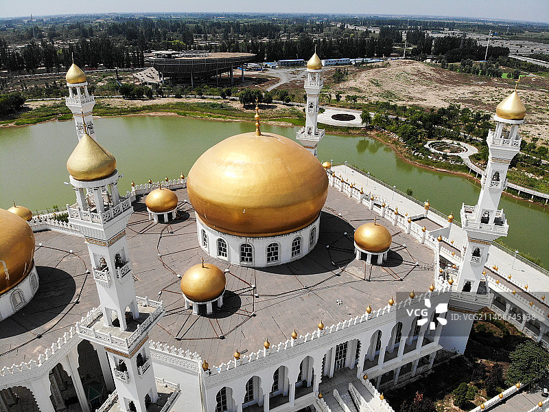 航拍宁夏银川中华回乡文化园 永宁文化园 回族民俗文化展示景区图片素材