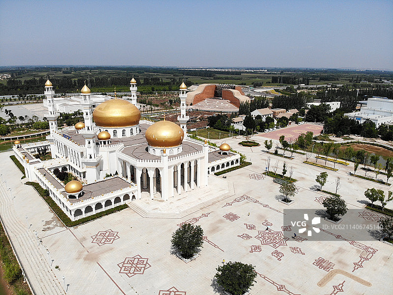 航拍宁夏银川中华回乡文化园 永宁文化园 回族民俗文化展示景区图片素材