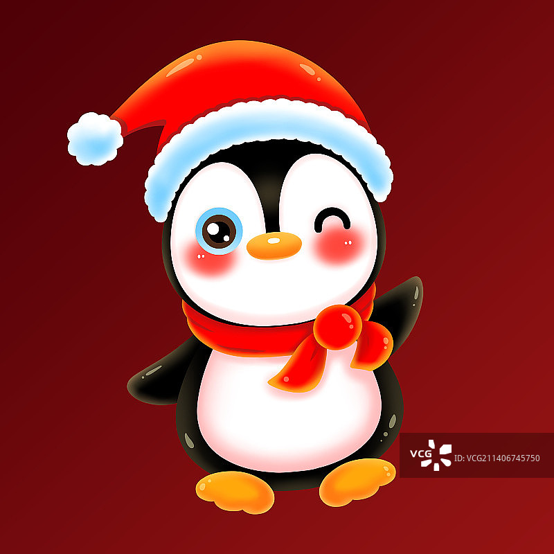 可爱卡通挥手的企鹅图片素材