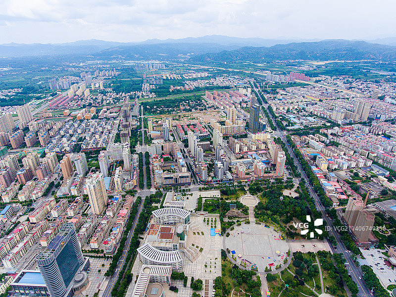 航拍河南省三门峡市灵宝市城区风光图片素材