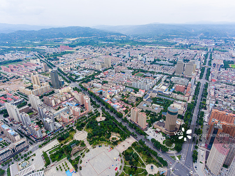 航拍河南省三门峡市灵宝市城区风光图片素材