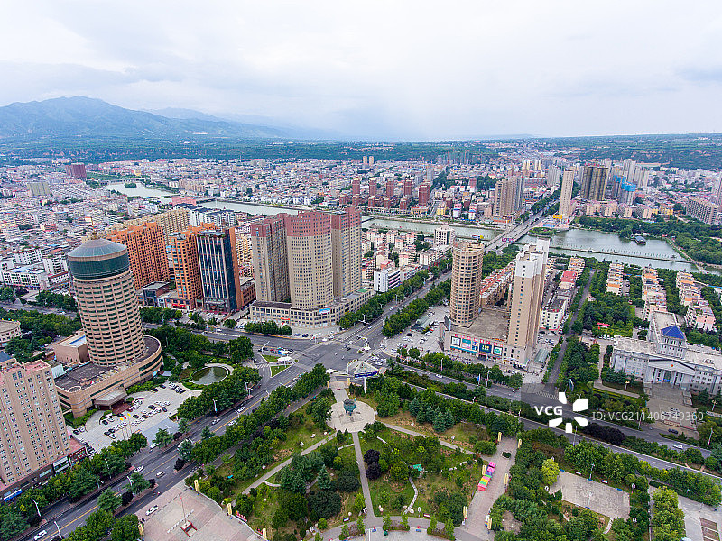 航拍河南省三门峡市灵宝市城区风光图片素材