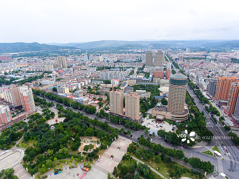 航拍河南省三门峡市灵宝市城区风光图片素材