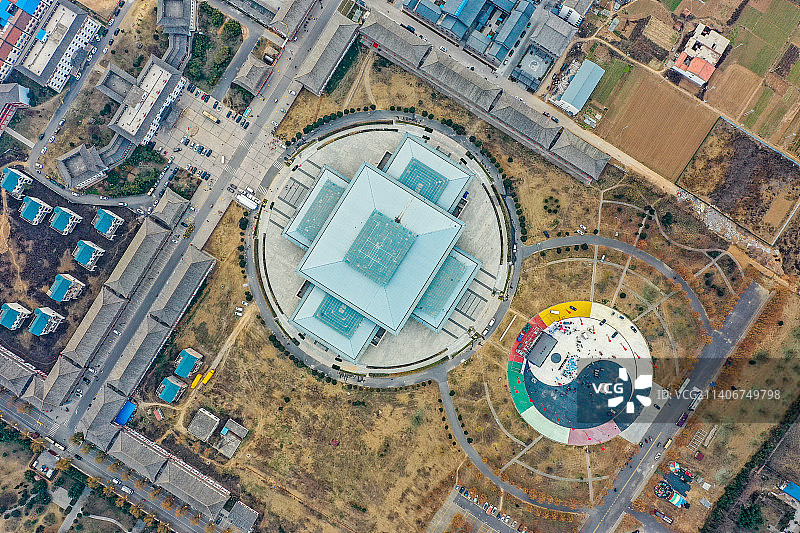 航拍河南焦作温县陈家沟太极拳文化国际交流中心 八卦图广场图片素材