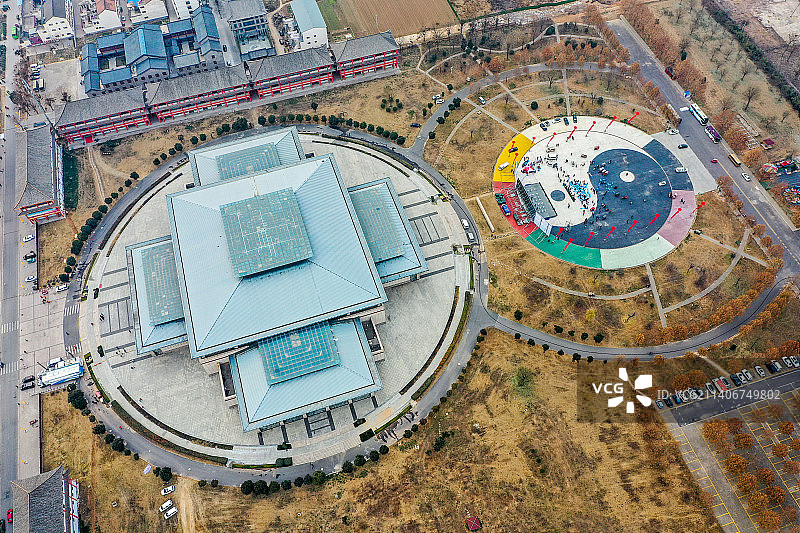 航拍河南焦作温县陈家沟太极拳文化国际交流中心 八卦图广场图片素材