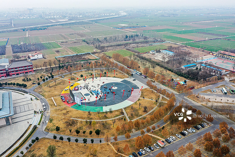 航拍河南焦作温县陈家沟太极拳文化国际交流中心 八卦图广场图片素材