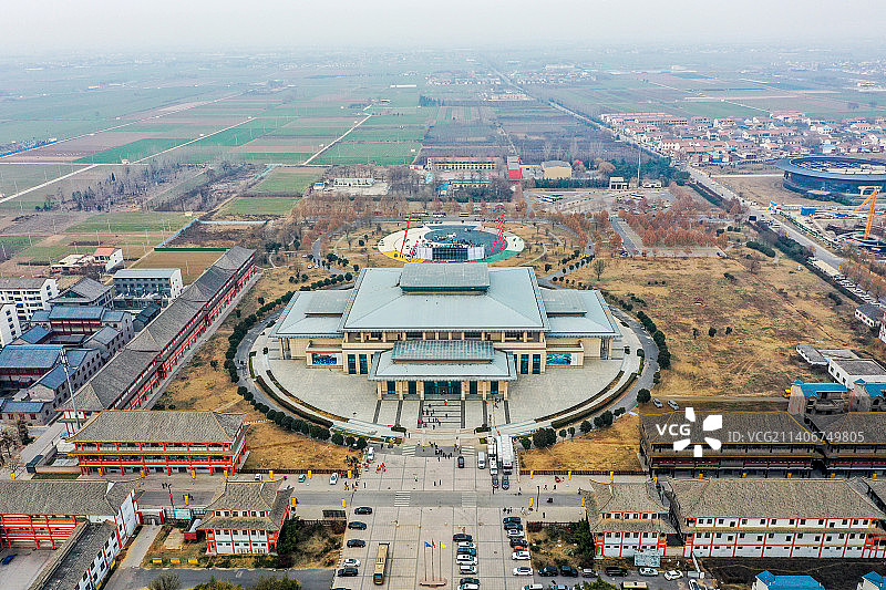 航拍河南焦作温县陈家沟太极拳文化国际交流中心 八卦图广场图片素材