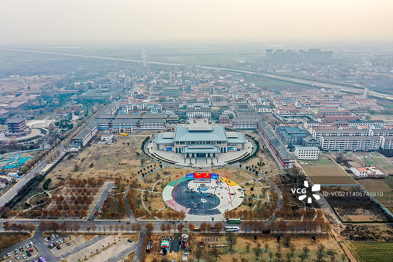 航拍河南焦作温县陈家沟太极拳文化国际交流中心 八卦图广场图片素材