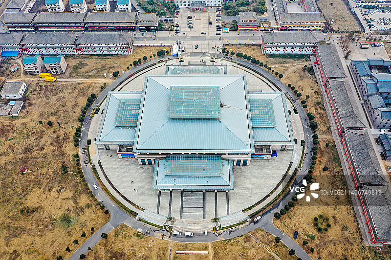 航拍河南焦作温县陈家沟太极拳文化国际交流中心 八卦图广场图片素材
