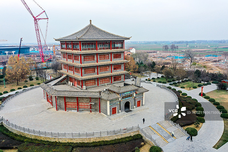 航拍中国太极拳博物馆 河南省焦作市温县陈家沟村图片素材