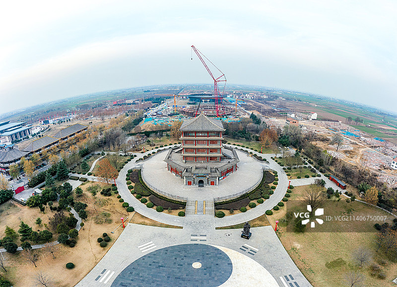 航拍中国太极拳博物馆 河南省焦作市温县陈家沟村图片素材