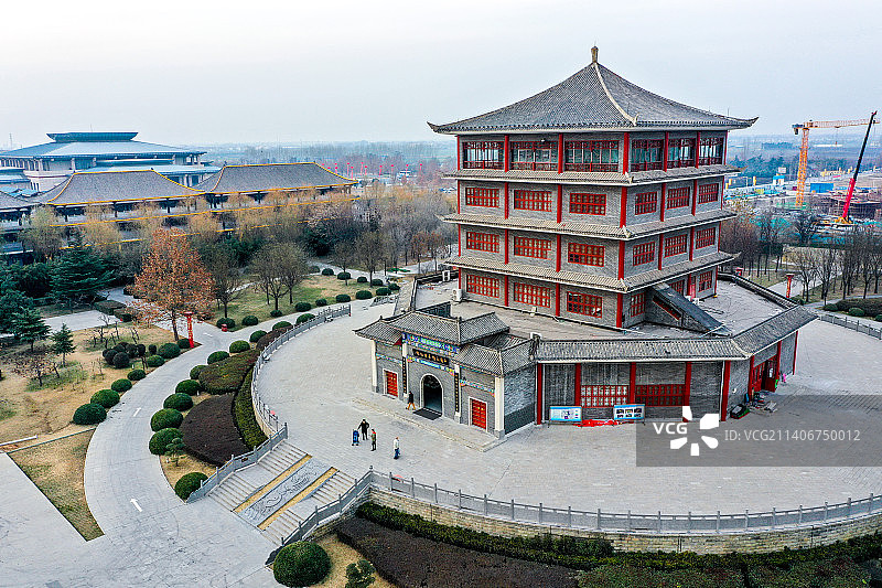 航拍中国太极拳博物馆 河南省焦作市温县陈家沟村图片素材