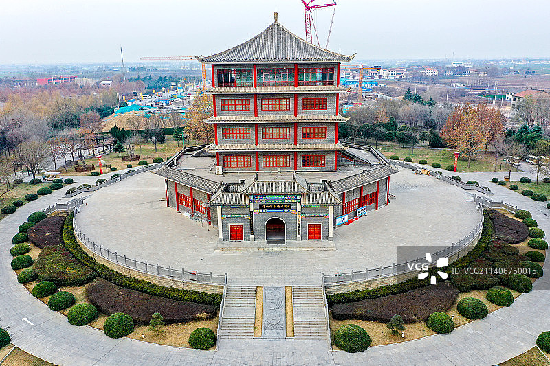 航拍中国太极拳博物馆 河南省焦作市温县陈家沟村图片素材