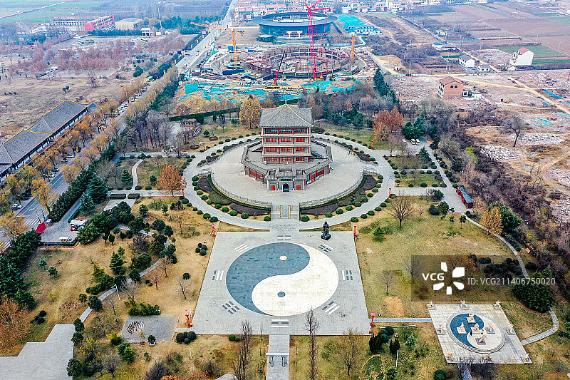 航拍中国太极拳博物馆 河南省焦作市温县陈家沟村图片素材