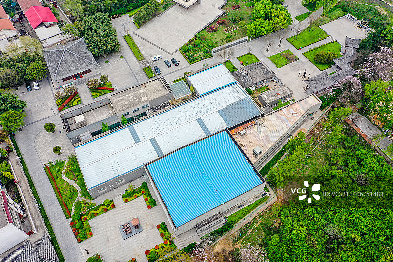 航拍河南新郑郑国车马坑景区 郑王陵博物馆图片素材