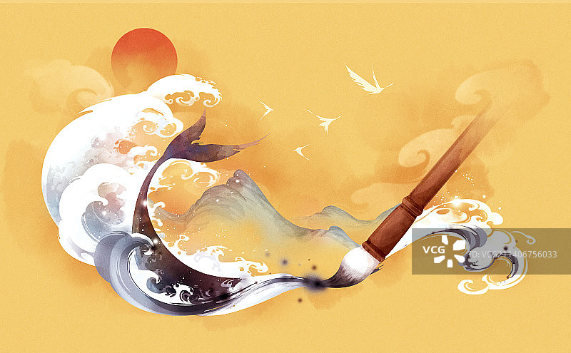 水墨，国风，插画，背景图片素材