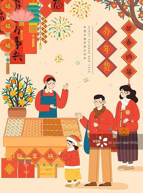 年货节-年俗腊月二十七置办年货图片素材