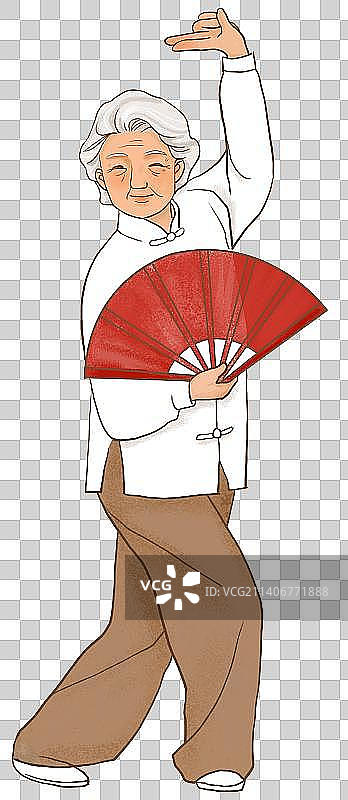 打太极扇的老人图片素材